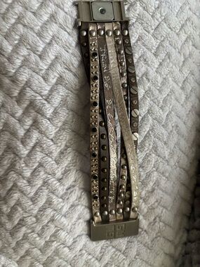 Good Works Studded Multi-Strand Metallic Leather Bracelet